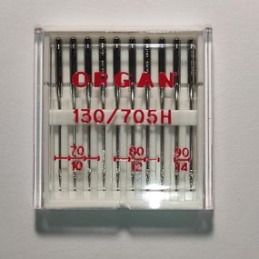 Голки швейні універсальні ORGAN №70/80/90 пластиковий бокс 10 штук для побутових швейних машин