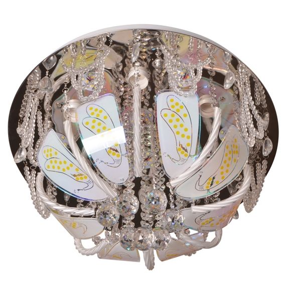 Люстра потолочная хрустальная с подсветкой LED E27 60W WH (BCL-643/6)