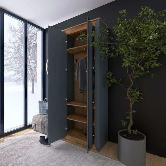 Шафа-пенал із дзеркалом Еверест Нордік-800 Графіт/Дуб крафт золотий (EVR-5540) | Зображення 4