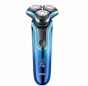 Электробритва роторная аккумуляторная VGR V-313 BLUE мужская бритва с триммером для бритья Голубая