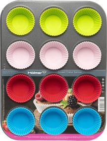 Форма для випікання маффінів із силіконовими формами Holmer Sweet Cake BM-0812-RSG 35х26.5х3 см сіра