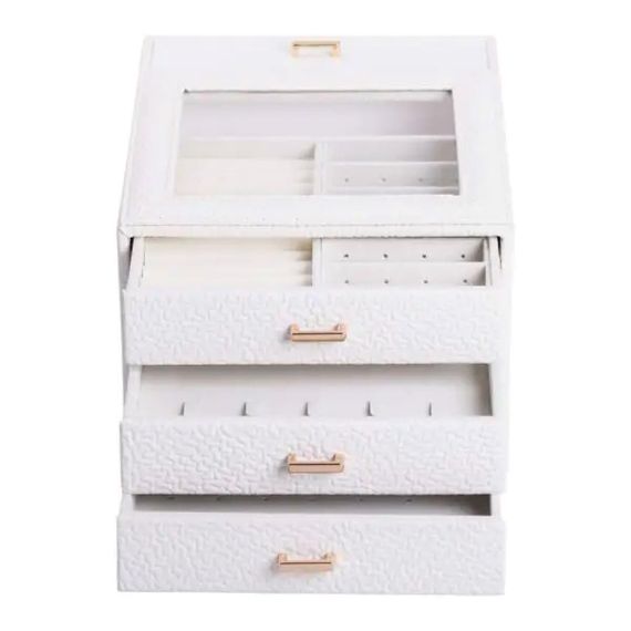 Скринька для прикрас з еко шкіри 3 яруси органайзер для ювелірних виробів HP-5-16W | Зображення 6