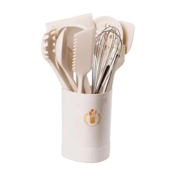 Набір кухонного приладдя на підставці 12 штук з дерев'яною ручкою YRUR9