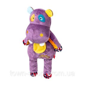 Игрушка для собак Бегемот с веревками и пищалкой GiGwi Plush, текстиль, 34 см