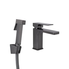 Смеситель для раковины Qtap Gemini (с гигиеническим душем) QTGEM272GMB45692 Gunmetal Black PVD