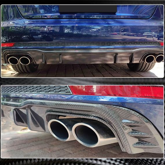 Диффузор заднего бампера V2 (для S-Line SD 2015-2019, Карбон) для Ауди A4 B9 | Зображення 2