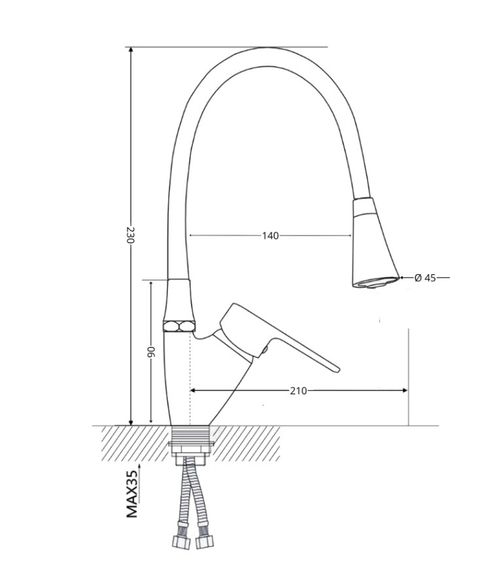 Змішувач для кухні Lidz Tani 007F3, Chrome/Black (k40) LDTAN007F3BCR37649 | Зображення 1