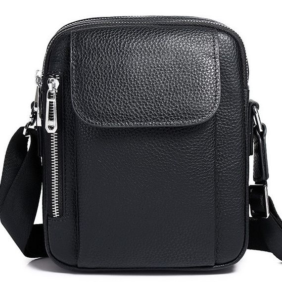 Чоловіча шкіряна сумка-барсетка через плече чорна Bexhill BX-09164 | Зображення 1