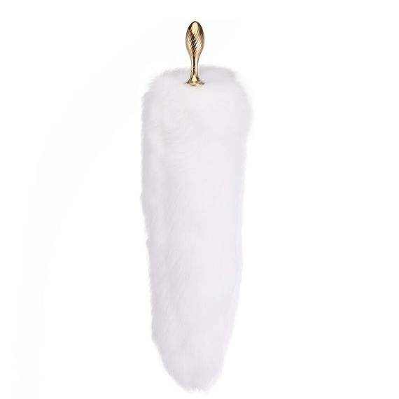Металева анальна пробка Лисячий хвіст LOCKINK SEVANDA White Fox-Tail Anal Pear-shape Plug | Зображення 1