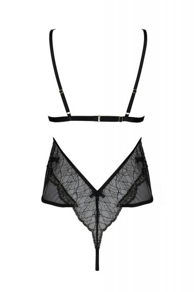 Боді Passion Amberly Body 4XL/5black, асиметричний крій, мереживний ліф, золота нитка, 4XL/5XL | Зображення 3