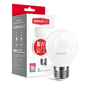 LED лампа MAXUS G45 F 8W 3000K 220V E27 (1-LED-5413) (NEW)