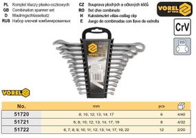 Набор ключей рожково накидных Польша М6-19 мм 8 штук VOREL-51721