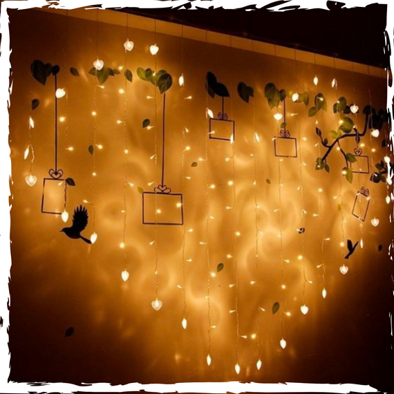 Гірлянда штора, тепле світло. Гірлянда з метеликами. Декоративна, від мережі. 3х2м | Зображення 1