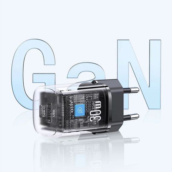 СЗУ Usams US-CC254 GaN HC Ser. 30W (1USB-A/1C) Black | Зображення 3