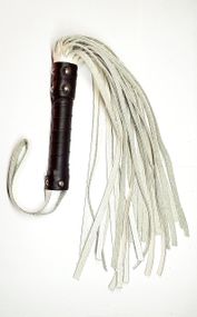 Флогер комбінований зі шкіряною ручкою 31 хвостом завдовжки 36 см Білий перламутр sexstyle