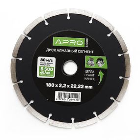 Диск відрізний для бетону 180х2,2х22,22мм (22-24%) Сегмент APRO 8300101