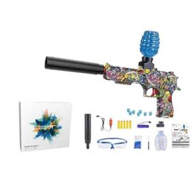 Пистолет игрушечный с глушителем стреляет орбизами и мягкими патронами 5шт в комплекте G 930-4 Граффити