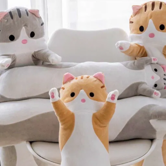 Плюшева іграшка подушка кот батон антистрес 70 см, дитяча м'яка іграшка, подушка обіймашка знижка