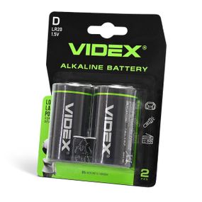 Щелочная батарейка Videx LR20/D, 2 шт., в блистере