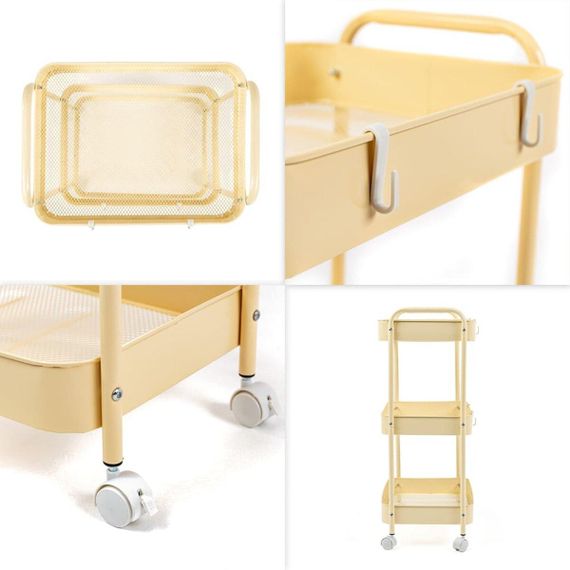 Этажерка мобильная трехъярусная универсальная из металла 45х30х78см Кремовая SW-00002113 | Зображення 4