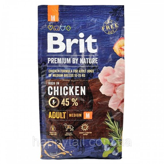 Корм Brit Premium by Nature Adult M для взрослых собак средних пород, курица, 8 кг | Зображення 6