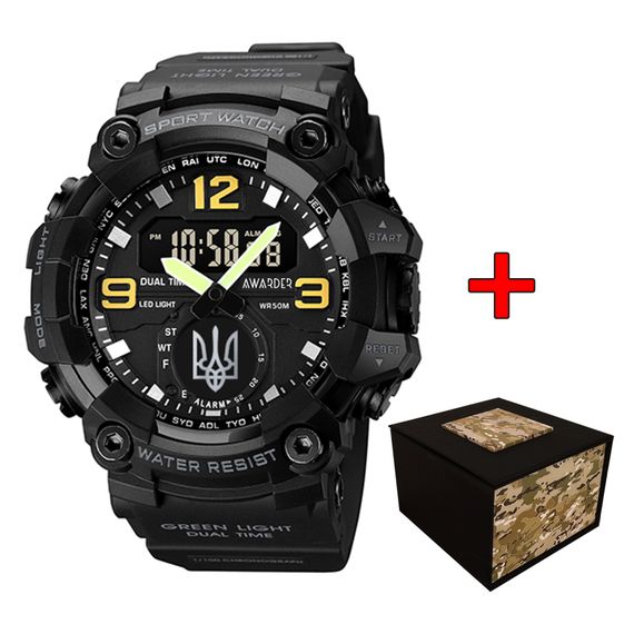 Чоловічий годинник Awarder 003 Тризуб срібло Black