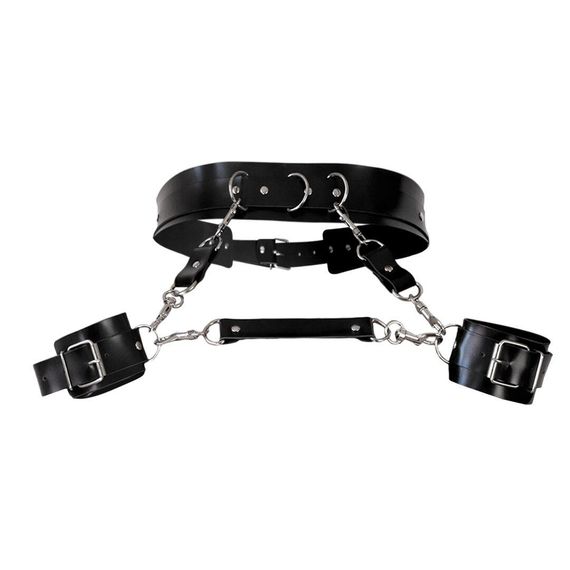 Кожаный пояс с наручниками Art of Sex – Kasta XS-M, черный sexstyle