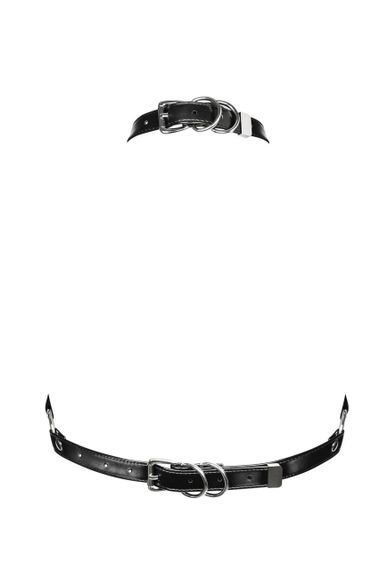 Портупея на груди Obsessive A740 harness black, штучна шкіра | Зображення 1