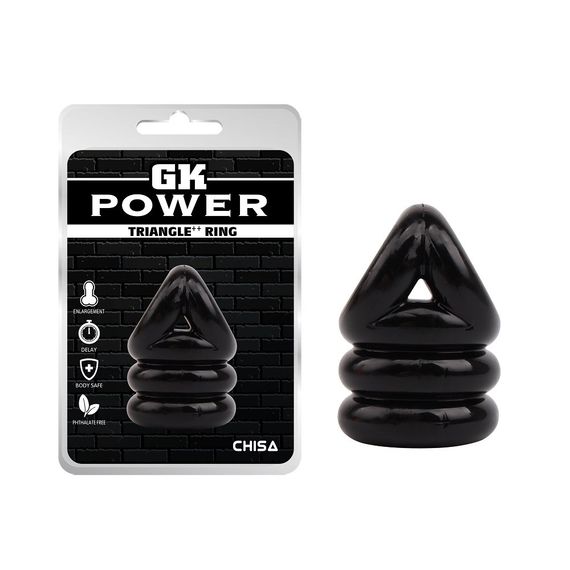 Ерекційне кільце Chisa GK Power Triangle++ Ring з утяжкою на мошонку, чорне Sex Aura