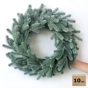 Венки хвойные рождественские Traditional литые d-40 см голубые (упаковка 10 шт.)