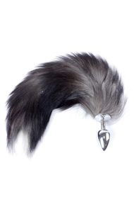 Анальна пробка Exclusivity Fox Tail Black Срібляста 2XL