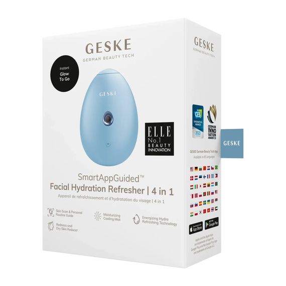 Электронный освежитель для увлажнения лица GESKE Facial Hydration Refresher 4в1 gray, Голубой | Зображення 7