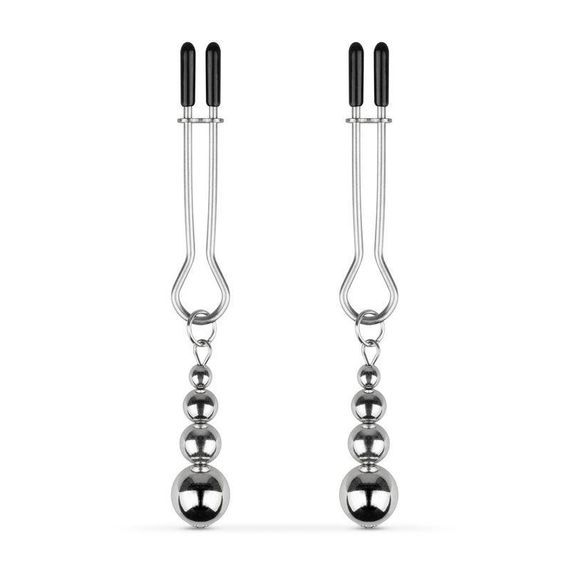 Затискачі для сосків Bedroom Fantasies: Nipple Clamps with Beaded Chain - Silver Sex Aura