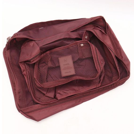 Набір дорожніх органайзерів для речей 6 шт, Secret Pouch, Бордовий / Органайзери для подорожей | Зображення 8