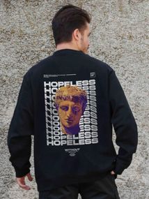 Утеплений оверсайз світшот на флісі з принтом Without Hopeless Black