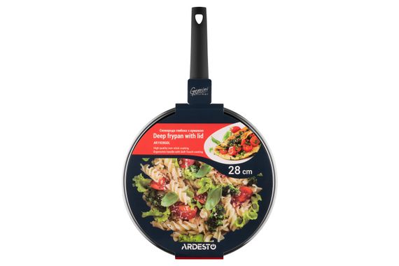 Сковорода ARDESTO глибока з кришкою Gemini Gourmet Viareggio, 28см, алюміній, чорний (AR1928GDL) | Зображення 1