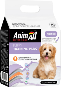 Пелюшки AnimAll Puppy Training Pads для собак і цуценят, лаванда 60 х 60 см, 10 штук