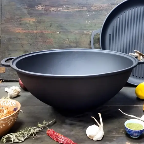 Казан "узбецький" WOK чавунний 15л з кришкою-сковородою гриль V15СРGr Майстерня | Зображення 8