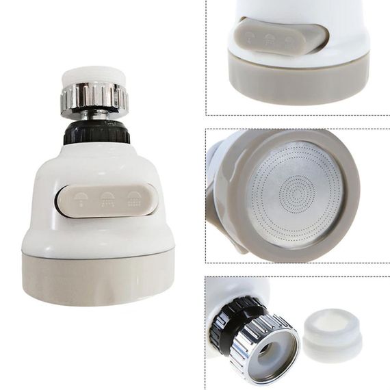 Поворотная насадка-аэратор на кран, 3 режима, Water Saver / Водосохраняющая насадка с поворотной головкой / | Зображення 4