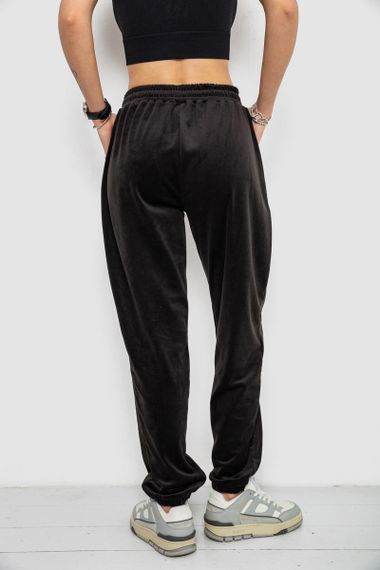 Спортивні штани жіночі велюрові, колір чорний, 238R58647 | Зображення 3