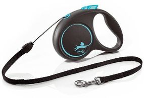 Повідець рулетка FLEXI Black Design S (5 m - 12 kg)  чорно-голубий