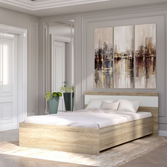 Ліжко двоспальне Еверест Соната-1400 140х200 см дуб сонома/білий (EVR-2092) | Зображення 1