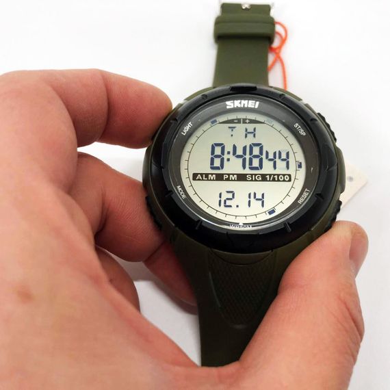 Мужские часы Skmei 1025AG ARMY GREEN, армейские часы противоударные. Цвет: зеленый | Зображення 6