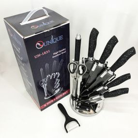 Бюджетные кухонные ножи UNIQUE UN-1831 9 шт, Хорошие ножи для поваров, Набор кухонных ножей для поваров NO-77
