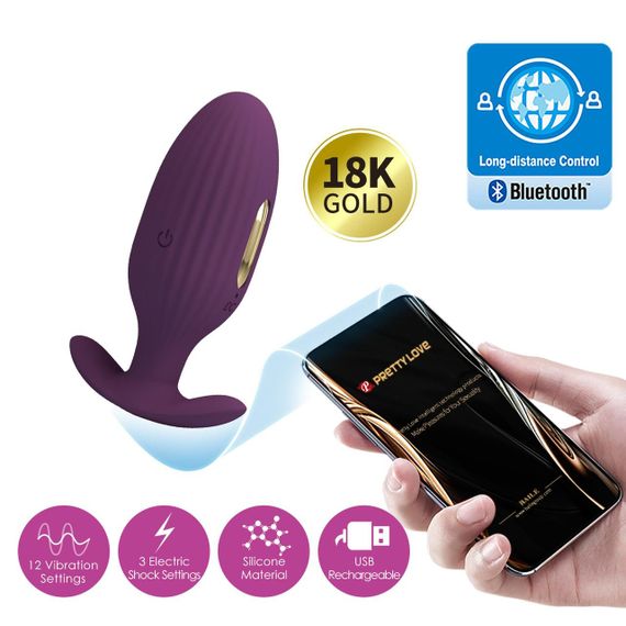 Анальная пробка PRETTY LOVE Jefferson, 12 vibration functions 3 electric shock functions sexstyle | Зображення 1