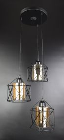 Люстра підвісна LOFT на 3 лампочки 25977 Чорний 30-95х47х47 см.