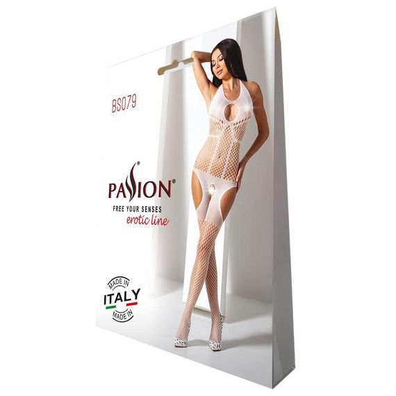 Бодістокінг з імітацією панчох Passion BS079 white, One size | Зображення 4