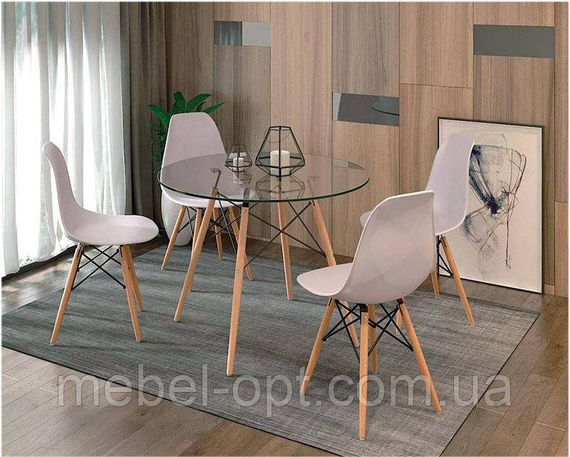 Стіл Етна Glass круглий скляний 80 см, дизайн Eames DSW Table | Зображення 1
