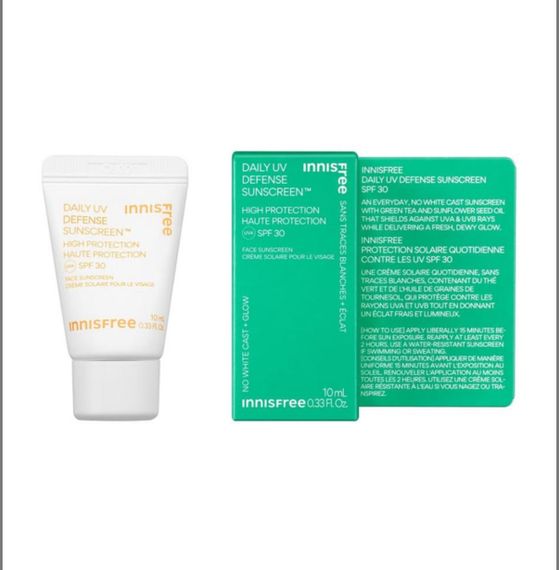 Солнцезащитный крем для лица с SPF30 INNISFREE Daily UV Defense Sunscreen 10 мл