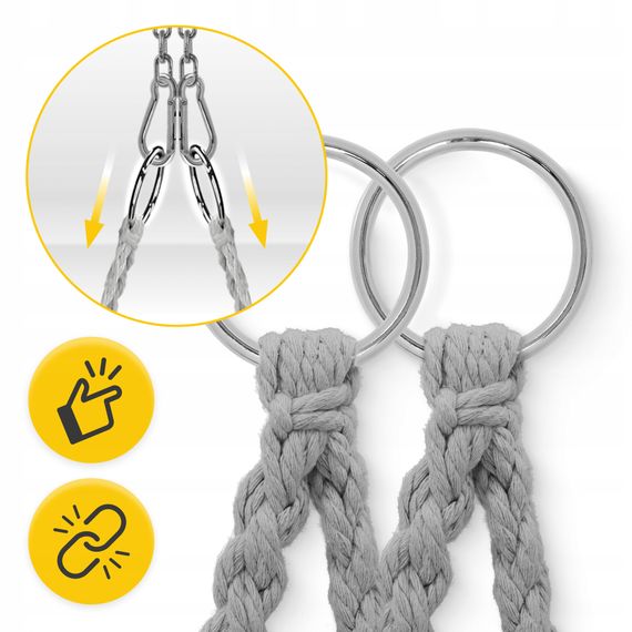 Крісло-гойдалка 4FIZJO Boho Dream 80 см підвісна, плетена Grey (P-5905973404525) | Зображення 2